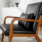 Fauteuil d'appoint moderne, fauteuils de salon rembourrés en bois massif avec un oreiller pour le salon, la chambre à coucher, la chambre d'amis