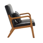 Fauteuil d'appoint moderne, fauteuils de salon rembourrés en bois massif avec un oreiller pour le salon, la chambre à coucher, la chambre d'amis