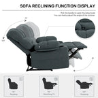 Fauteuil inclinable manuel en chenille avec massage et chauffage lombaire, double porte-gobelets, poches latérales