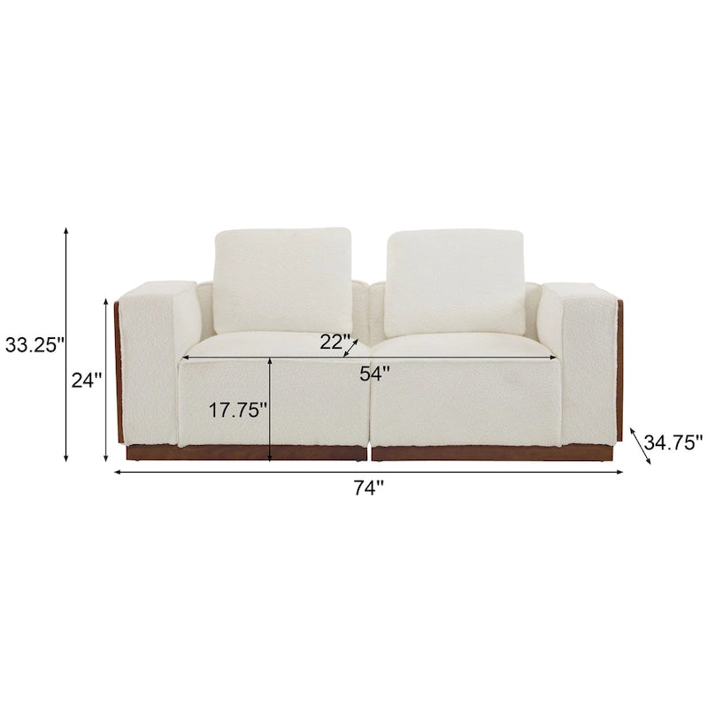 Canapé modulable 2 places beige de 188 cm de large
