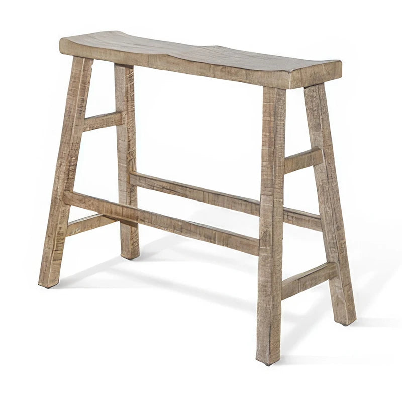 Banc de bar Rena, 33 pouces, structure en bois d'acajou rustique marron clair
