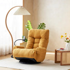 Fauteuil inclinable manuel pivotant à 360° en tissu avec support pour téléphone portable, têtière et dossier réglables