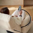 Fauteuil inclinable manuel pivotant à 360° en tissu avec support pour téléphone portable, têtière et dossier réglables