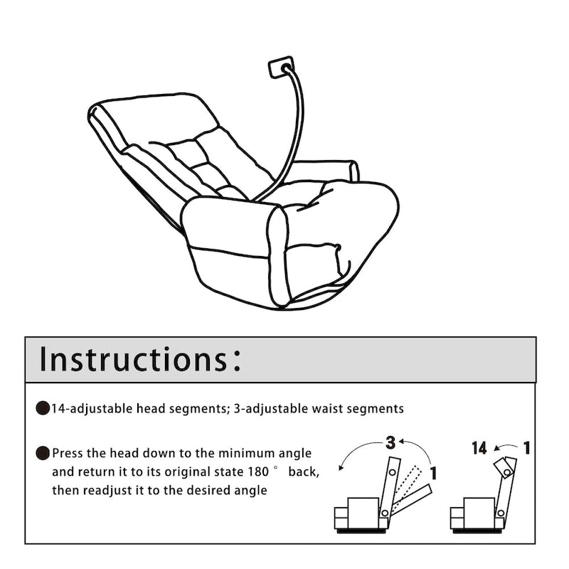 Fauteuil inclinable manuel pivotant à 360° en tissu avec support pour téléphone portable, têtière et dossier réglables