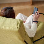 Fauteuil inclinable manuel pivotant à 360° en tissu avec support pour téléphone portable, têtière et dossier réglables