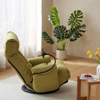 Fauteuil inclinable manuel pivotant à 360° en tissu avec support pour téléphone portable, têtière et dossier réglables