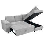 Canapé d'angle en L 4 places 91,5 po avec lit gigogne, rangement intégré et accoudoirs fonctionnels, pour salon