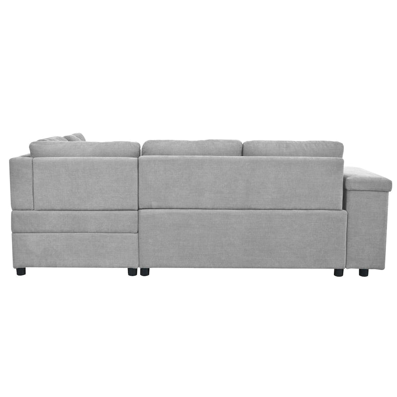 Canapé d'angle en L 4 places 91,5 po avec lit gigogne, rangement intégré et accoudoirs fonctionnels, pour salon