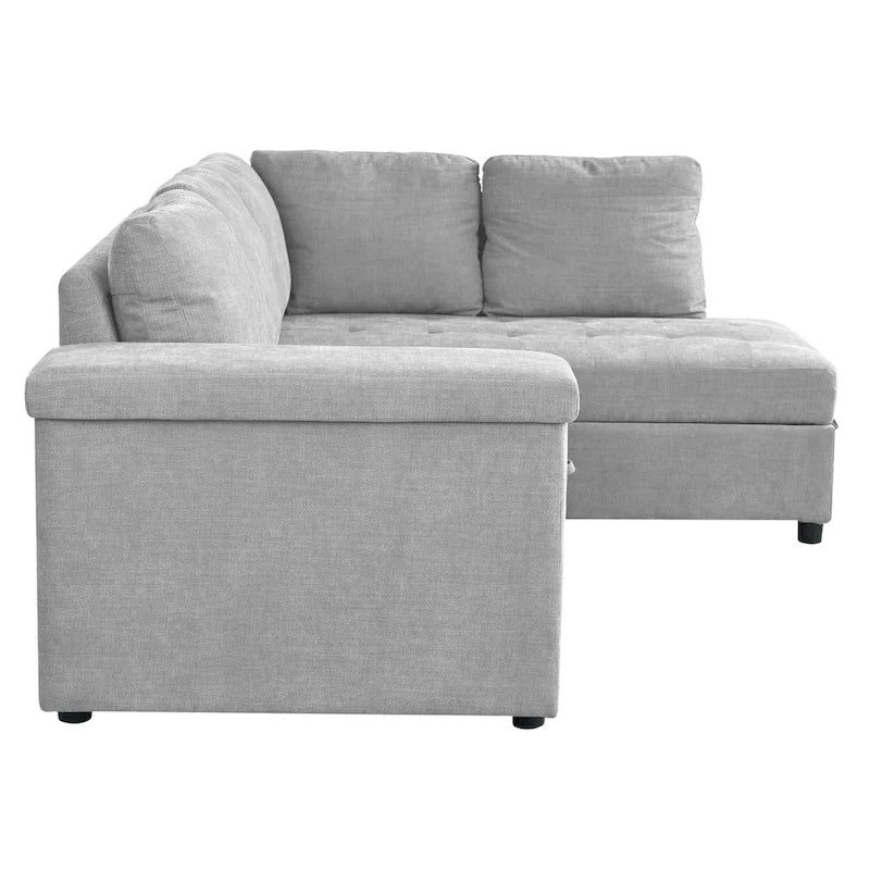 Canapé d'angle en L 4 places 91,5 po avec lit gigogne, rangement intégré et accoudoirs fonctionnels, pour salon