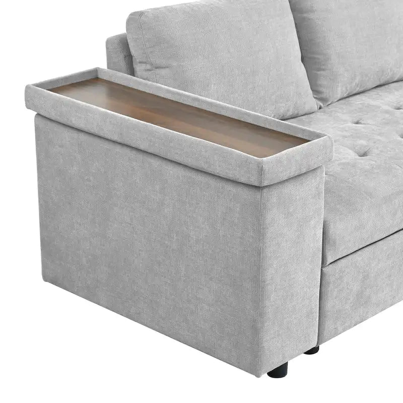Canapé d'angle en L 4 places 91,5 po avec lit gigogne, rangement intégré et accoudoirs fonctionnels, pour salon