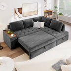 Canapé d'angle en L 4 places 91,5 po avec lit gigogne, rangement intégré et accoudoirs fonctionnels, pour salon