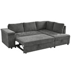 Canapé d'angle en L 4 places 91,5 po avec lit gigogne, rangement intégré et accoudoirs fonctionnels, pour salon
