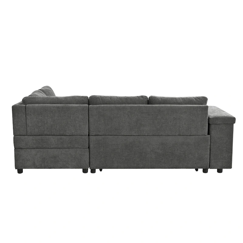 Canapé d'angle en L 4 places 91,5 po avec lit gigogne, rangement intégré et accoudoirs fonctionnels, pour salon