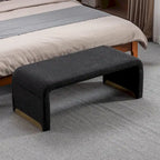 Banquette de chambre à coucher moderne en tissu bouclette, pouf et repose-pieds avec pieds en métal doré