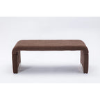 Banquette de chambre à coucher moderne en tissu bouclette, pouf et repose-pieds avec pieds en métal doré