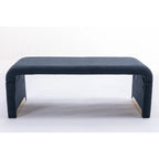 Banquette de chambre à coucher moderne en tissu bouclette, pouf et repose-pieds avec pieds en métal doré