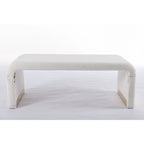 Banquette de chambre à coucher moderne en tissu bouclette, pouf et repose-pieds avec pieds en métal doré