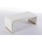 Banquette de chambre à coucher moderne en tissu bouclette, pouf et repose-pieds avec pieds en métal doré