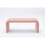 Banquette de chambre à coucher moderne en tissu bouclette, pouf et repose-pieds avec pieds en métal doré