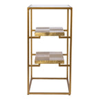 Table d'appoint Pantello avec étagères et plateau en verre, laiton