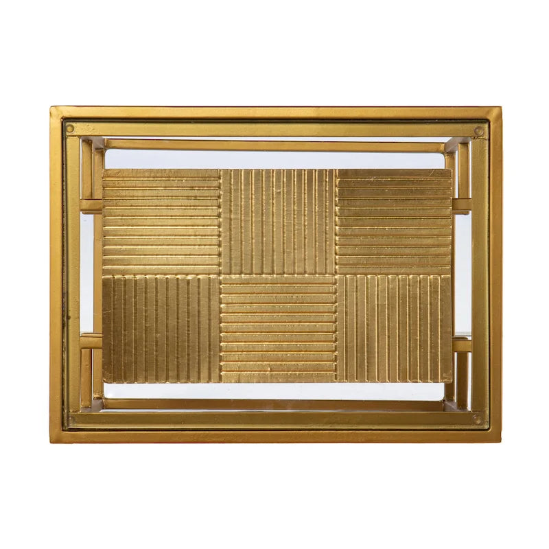 Table d'appoint Pantello avec étagères et plateau en verre, laiton