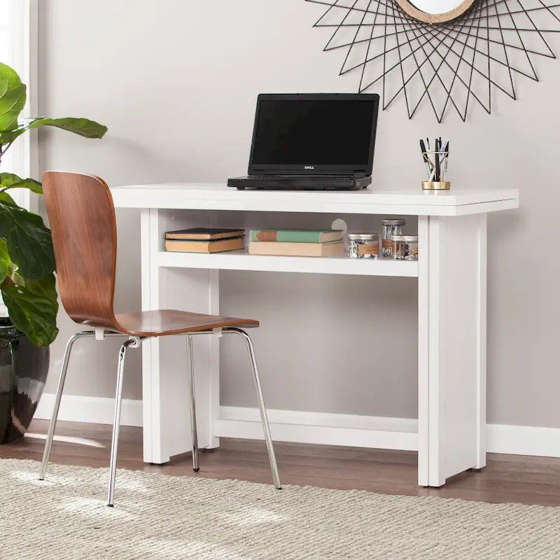 Table console convertible Kleberg White en table de salle à manger
