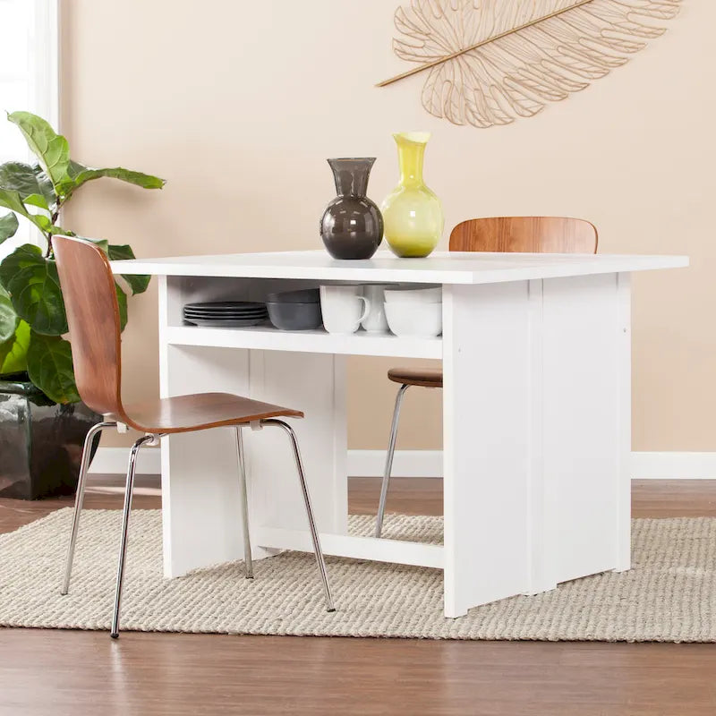 Table console convertible Kleberg White en table de salle à manger