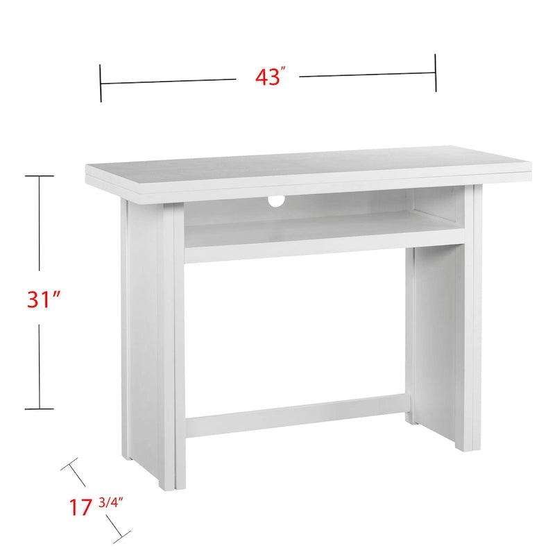 Table console convertible Kleberg White en table de salle à manger