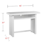 Table console convertible Kleberg White en table de salle à manger