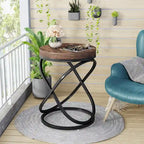 Table d'appoint ronde moderne de 48 cm avec cadre en métal pour canapé, salon, chambre à coucher