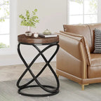 Table d'appoint ronde moderne de 48 cm avec cadre en métal pour canapé, salon, chambre à coucher