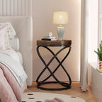 Table d'appoint ronde moderne de 48 cm avec cadre en métal pour canapé, salon, chambre à coucher