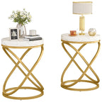Table d'appoint ronde moderne de 48 cm avec cadre en métal pour canapé, salon, chambre à coucher