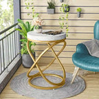 Table d'appoint ronde moderne de 48 cm avec cadre en métal pour canapé, salon, chambre à coucher