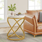 Table d'appoint ronde moderne de 48 cm avec cadre en métal pour canapé, salon, chambre à coucher