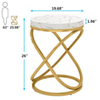 Table d'appoint ronde moderne de 48 cm avec cadre en métal pour canapé, salon, chambre à coucher