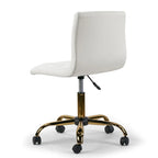 Fauteuil de bureau pivotant Aman Cream à hauteur réglable avec piètement à roulettes doré