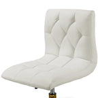 Fauteuil de bureau pivotant Aman Cream à hauteur réglable avec piètement à roulettes doré