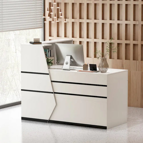 Bureau d'ordinateur de réception à 1 tiroir et 1 porte