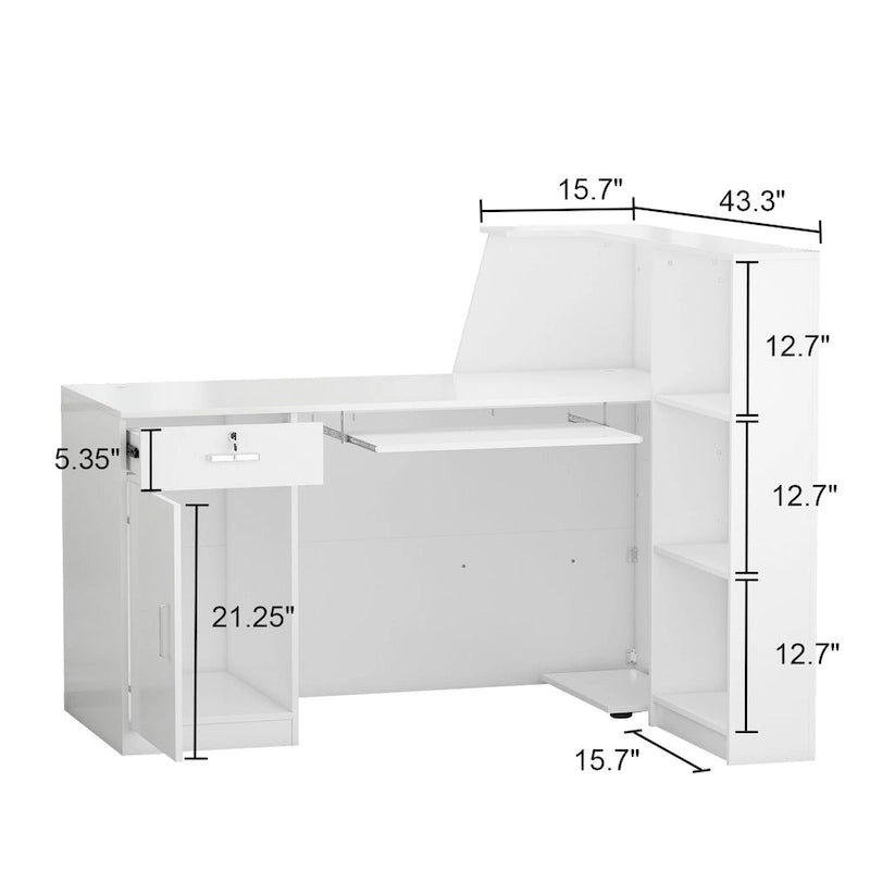 Bureau d'ordinateur de réception à 1 tiroir et 1 porte