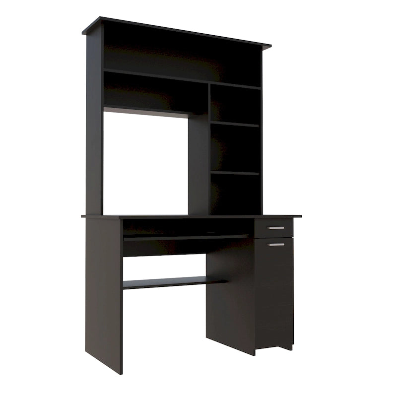 Bureau d'ordinateur Compu 180 avec 5 étagères, tablette coulissante pour clavier, panneau pour unité centrale et tiroir