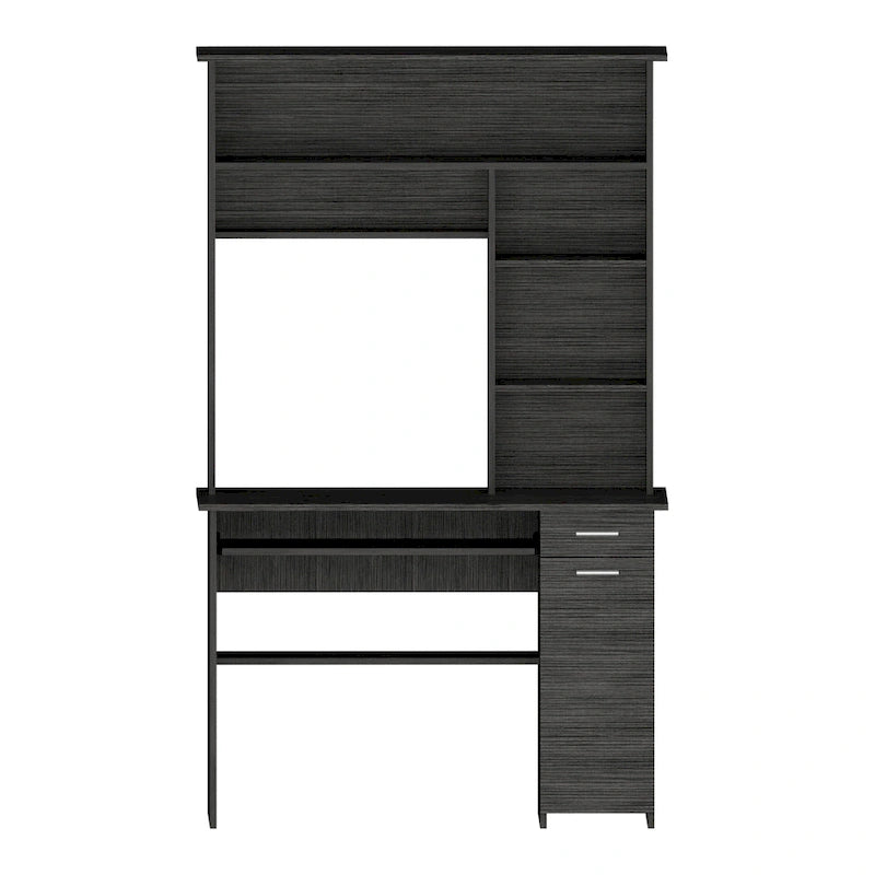 Bureau d'ordinateur Compu 180 avec 5 étagères, tablette coulissante pour clavier, panneau pour unité centrale et tiroir
