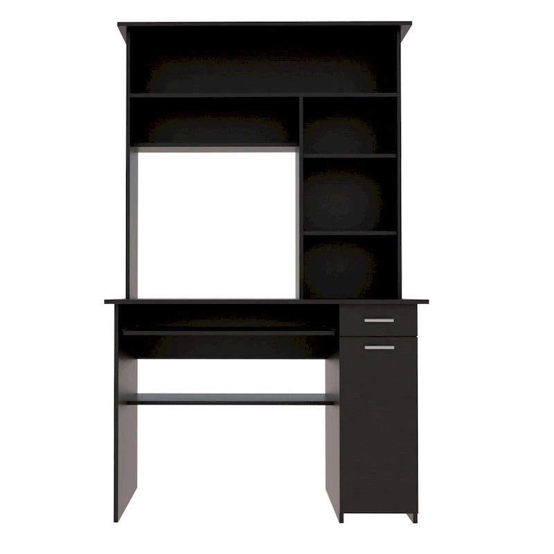 Bureau d'ordinateur Compu 180 avec 5 étagères, tablette coulissante pour clavier, panneau pour unité centrale et tiroir