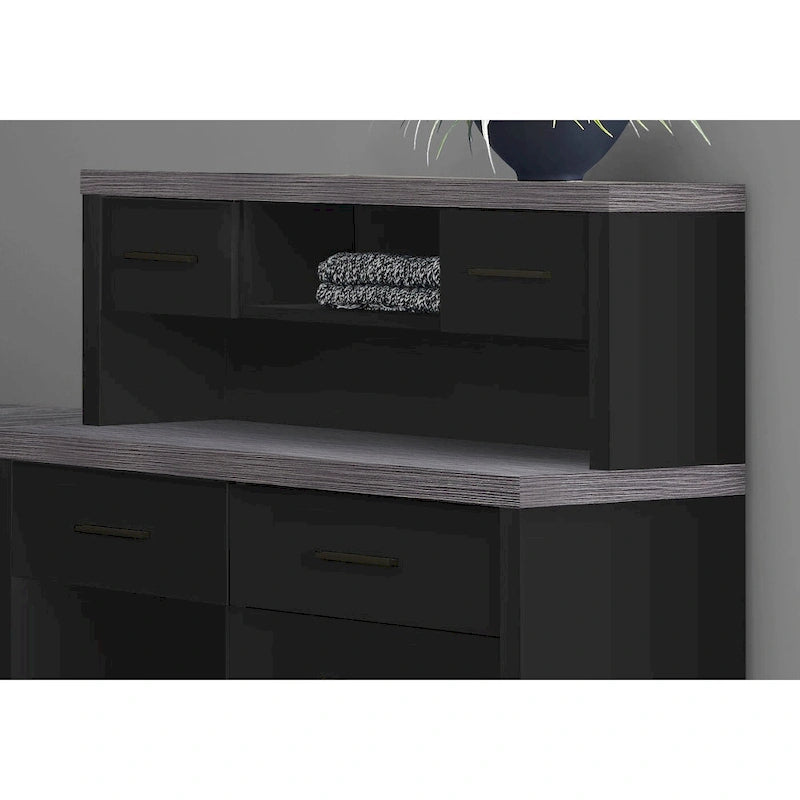 Bureau informatique d'angle gris de 150 cm avec 8 tiroirs