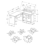Bureau informatique d'angle gris de 150 cm avec 8 tiroirs