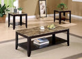 Artistic 3 piece occasional table set with Marble Top, Brown