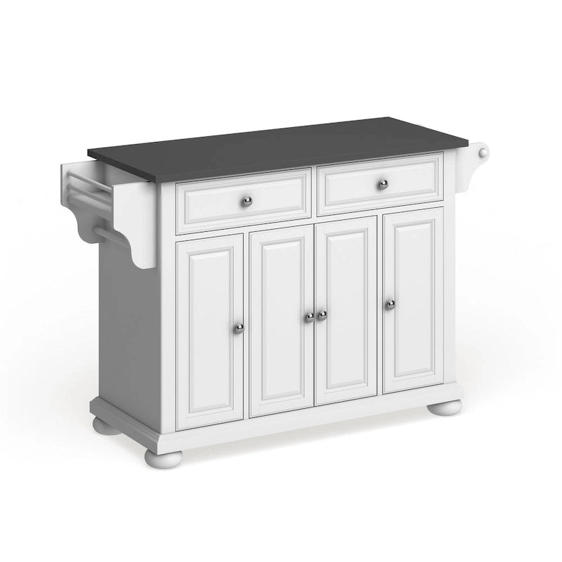 Îlot de cuisine/Chariot de cuisine pleine grandeur Alexandria avec dessus en acier inoxydable - 18p x 51,5L x 34H