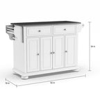 Îlot de cuisine/Chariot de cuisine pleine grandeur Alexandria avec dessus en acier inoxydable - 18p x 51,5L x 34H