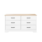 Commode rustique de ferme Rustic Ridge, commode de chambre en bois avec 6 tiroirs de rangement