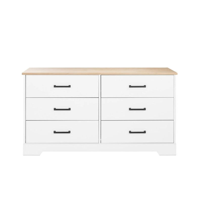 Commode rustique de ferme Rustic Ridge, commode de chambre en bois avec 6 tiroirs de rangement